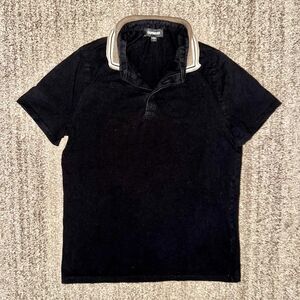 Express Men's Black Brown Collared Dress Polo Tee T-Shirt Size Medium